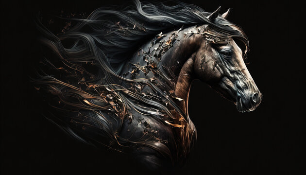 Horse animal abstract wallpaper. Contrast background stallion in vivid colors generative ai