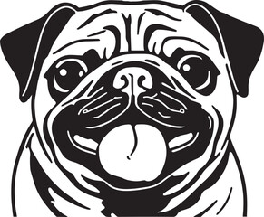 Pug dog face isolated on a white background, SVG, Vector, Illustration.	