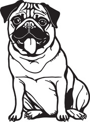 Pug dog face isolated on a white background, SVG, Vector, Illustration.	
