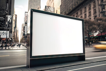 AI generated Blank billboard on the street, Local outdoor advertising mockup - obrazy, fototapety, plakaty