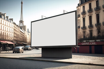 AI generated Blank billboard on the street, Local outdoor advertising mockup