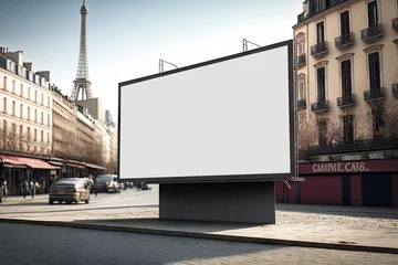 Deurstickers AI generated Blank billboard on the street, Local outdoor advertising mockup © DyrElena
