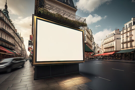 AI generated Blank billboard on the street, Local outdoor advertising mockup