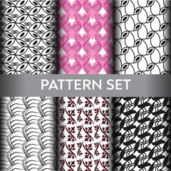 set of seamless floral patterns, abstract pattern, love pattern