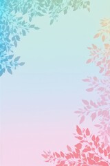 Fototapeta na wymiar Baby Blue Light Pink Background Silhouettes Leafy BranchesVertical Mobile Postcard. Generative AI