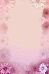 Dusty Pink Color Background Silhouettes Flowers Vertical Mobile Postcard. Generative AI