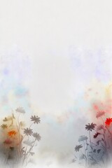 Misty Gray Color Background Silhouettes Flowers Vertical Mobile Postcard. Generative AI