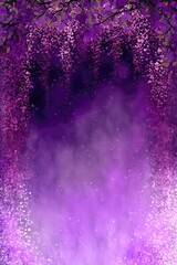 Wisteria Purple Background Glitter Silhouettes Vertical Mobile Postcard. Generative AI