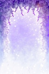 Wisteria Purple Background Silhouettes Snowflakes Vertical Mobile Postcard. Generative AI
