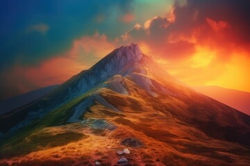 Fototapeta premium Sunset and Rocky Mountains Generative AI