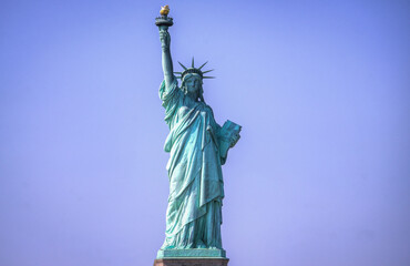 blue sky statue of liberty