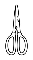 Scissors for garden. Vector outline illustration isolated on a white background.
