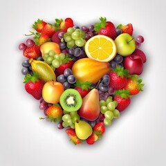 heart shaped fruits and vegetables, generative ai