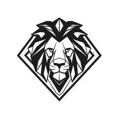 Majestic Minimalist Lion, Striking Black, Black-White Design of Lion's Head on Transparent Background, Showcasing the Power, Grace of the King of the Jungle, Vector Design