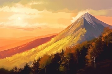 Sunset and Rocky Mountains Generative AI