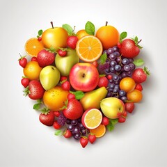 Naklejka na ściany i meble heart shaped fruits and vegetables, generative ai