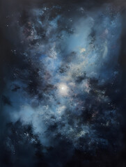 Oil painted galaxy. Generative AI