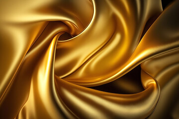 Beautiful shiny golden silk texture. Generative AI.