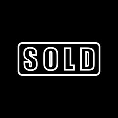 Sold icon isolated on black background.