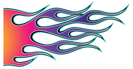 Burning tires and flame sports car decal vinyl sticker. Racing car speed fire flames vector art graphic. Side decoration for car, auto, truck, boat, suv, motorcycle.