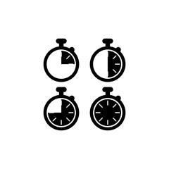 Set Stopwatch icon isolated on transparent background