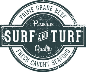 Surf and Turf Vintage Menu Design Stamp - 584409130