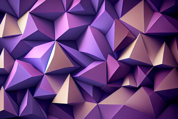 Violet mosaic triangular background. Paper origami. Generative AI illustration
