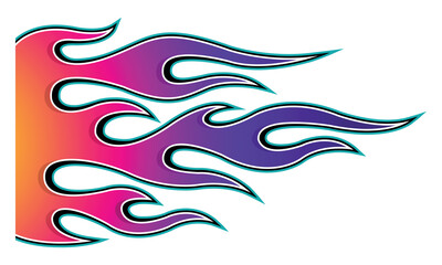 Fire flames racing car decal vector art graphic. Burning tire and flame sports car body side vinyl decal. Side speed decoration for cars, auto, truck, boat, suv, motorcycle.