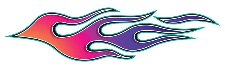 Fire flames racing car decal vector art graphic. Burning tire and flame sports car body side vinyl decal. Side speed decoration for cars, auto, truck, boat, suv, motorcycle.