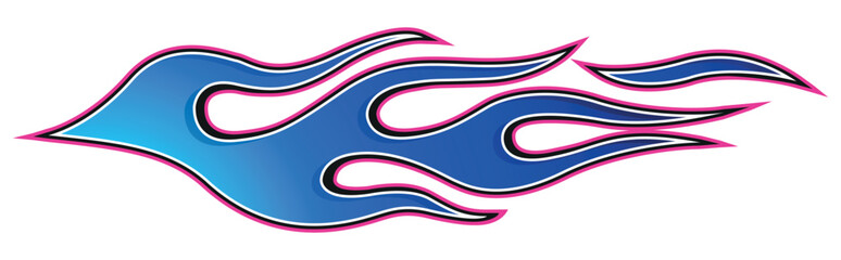 Fire flames racing electric car decal vector art graphic. Burning tire and flame sports car body side vinyl decal.