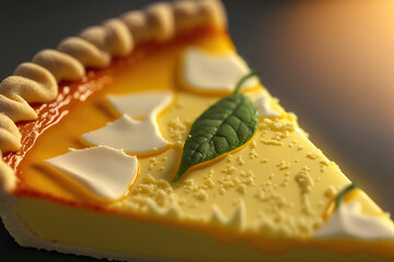 Tasty ricotta tart closeup ,made with Generative AI - obrazy, fototapety, plakaty