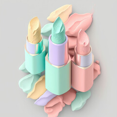 Candy lipstick in pastel colors ,made with Generative AI