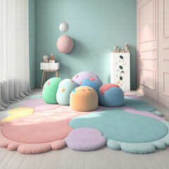 Newborn bedroom with furniture in pastel color ,made with Generative AI