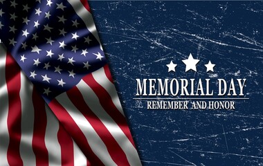 Happy Memorial Day with American flag - obrazy, fototapety, plakaty
