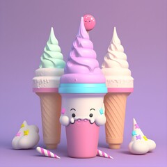 "Sweet Treats and Cuteness Overload: Kawaii Desserts Galore" | Generative AI Artwork | Illustration