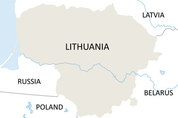 high detailed vector map of Lithuania - obrazy, fototapety, plakaty