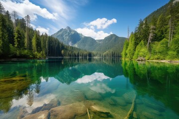 Obraz na płótnie Canvas lake and mountains, generative AI
