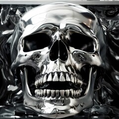 skull chrome metal super shiny, generative AI