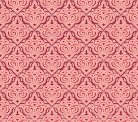 Abstract floral seamless textile pattern. Flourish tiled oriental ethnic background. Arabic ornament with asian flower motif. Good for fabric, textile, wallpaper or package background design.