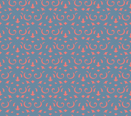 Abstract arabesque seamless pattern with flourish asian motif. Linear floral ornamental texture.  Artistic geometric line backdrop in arab orient style.