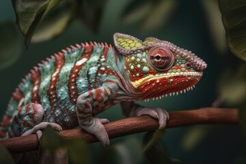 Obraz premium Chameleon on tree branch. AI generated