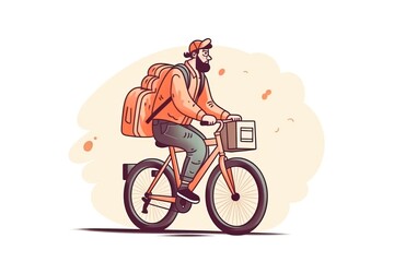 illustration of a delivery guy riding a bike, generative ai