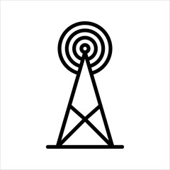 Antenna tower icon in flat style. Broadcasting vector illustration on white background. Wifi business concept.