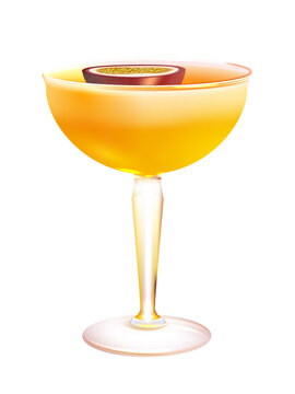 Pornstar Martini Cocktail In A Coupe Glass With An Isolated Background In A Vector Format	