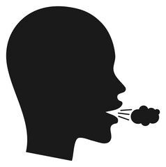 Cough icon. Flu symptom. Sickness black symbol