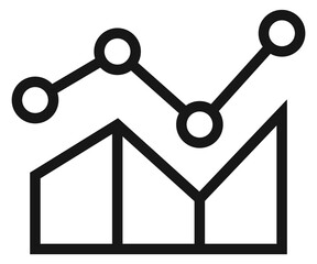 Statistics icon. Black line chart diagram symbol