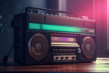 Fototapeta premium Antilo radio illustration, 80s and 90s, retro colors. Generative AI