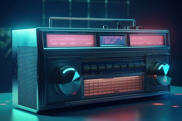 Fototapeta premium Antilo radio illustration, 80s and 90s, retro colors. Generative AI