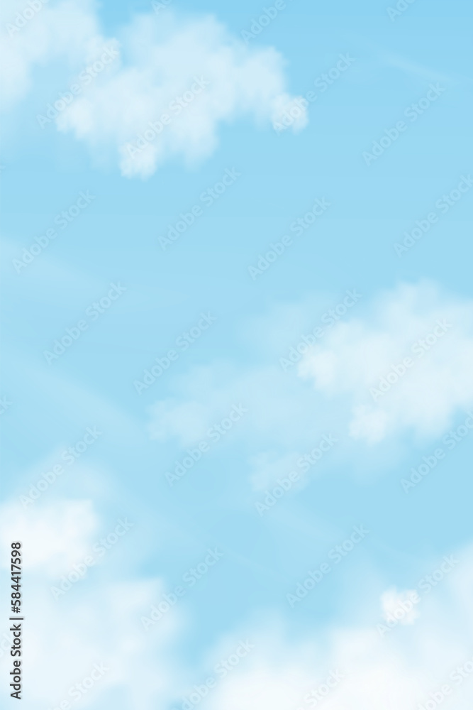 Wall mural blue sky with altostratus clouds background,vector cartoon sky with cirrus clouds,backdrop backgroun