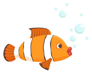 Clown fish underwater. Cartoon tropical fauna icon